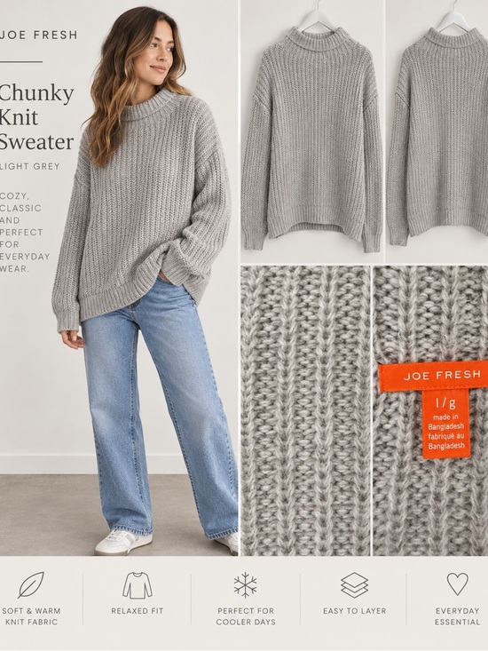 Joe Fresh Sweaters - Joe Fresh Chunky Knit Light Grey Sweater